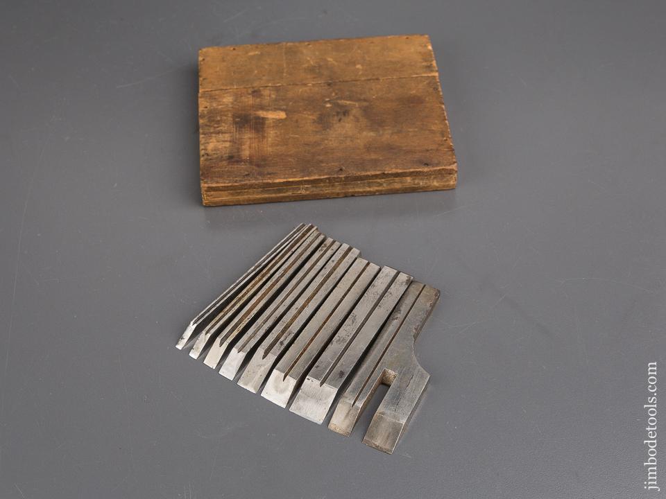 Set of Eight MILLERS PATENT Plow Plane Cutters in ORIGINAL Box For STANLEY Planes No. 41, 42, 43, and 44 WOW - 83681