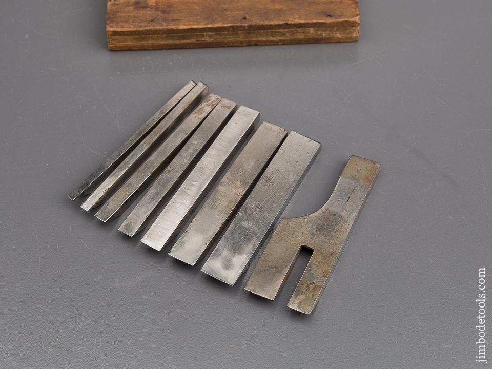 Set of Eight MILLERS PATENT Plow Plane Cutters in ORIGINAL Box For STANLEY Planes No. 41, 42, 43, and 44 WOW - 83681