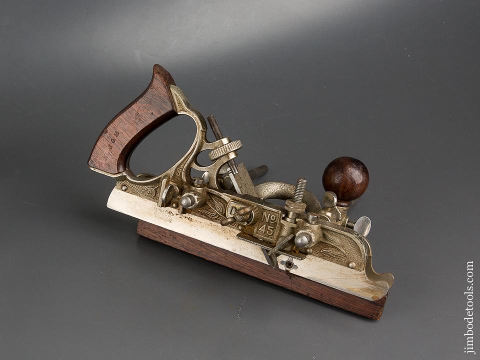 Good User STANLEY No. 45 Combination Plow Plane with One Stop and 17 Cutters! - 83699