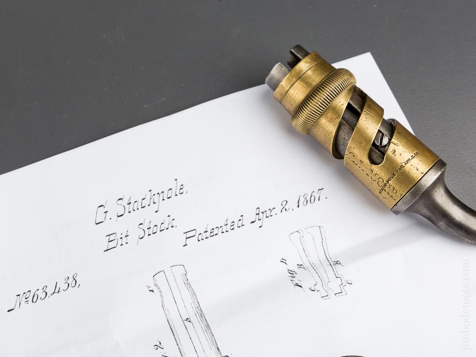 FINE Eight inch STACKPOLE Patent April 2, 1867 Bit Brace - 83733
