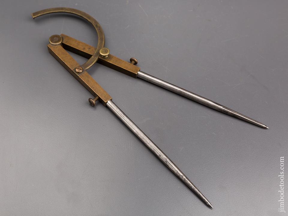 Ten inch STODDARD Patent August 27, 1872 Brass & Steel Wing Dividers - 83745