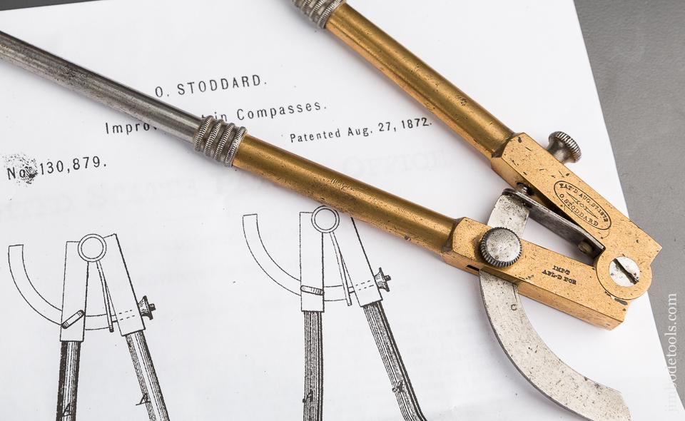 15 inch STODDARD Patent August 27, 1872 Brass & Steel Wing Dividers - 83746