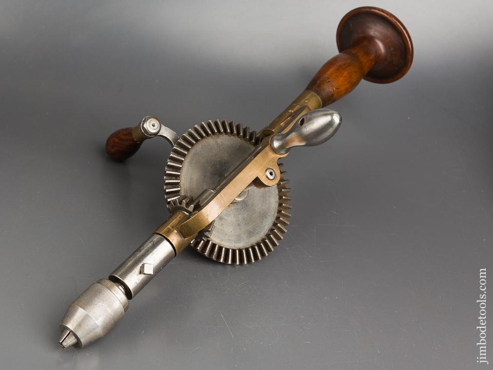 Sensational Brass, Iron, and Rosewood Geared Drill! - 83822