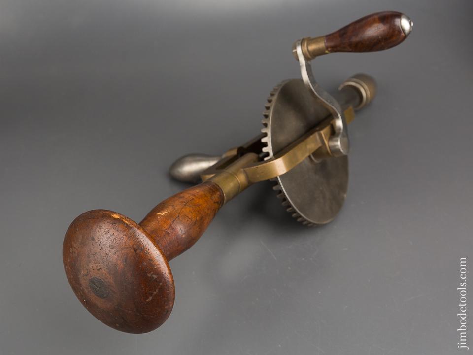 Sensational Brass, Iron, and Rosewood Geared Drill! - 83822