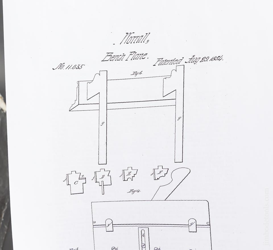 WORRALL Patent August 29, 1854 MULTIFORM MOULDING PLANE CO Plane with Four Bottoms and Handle - 83836R