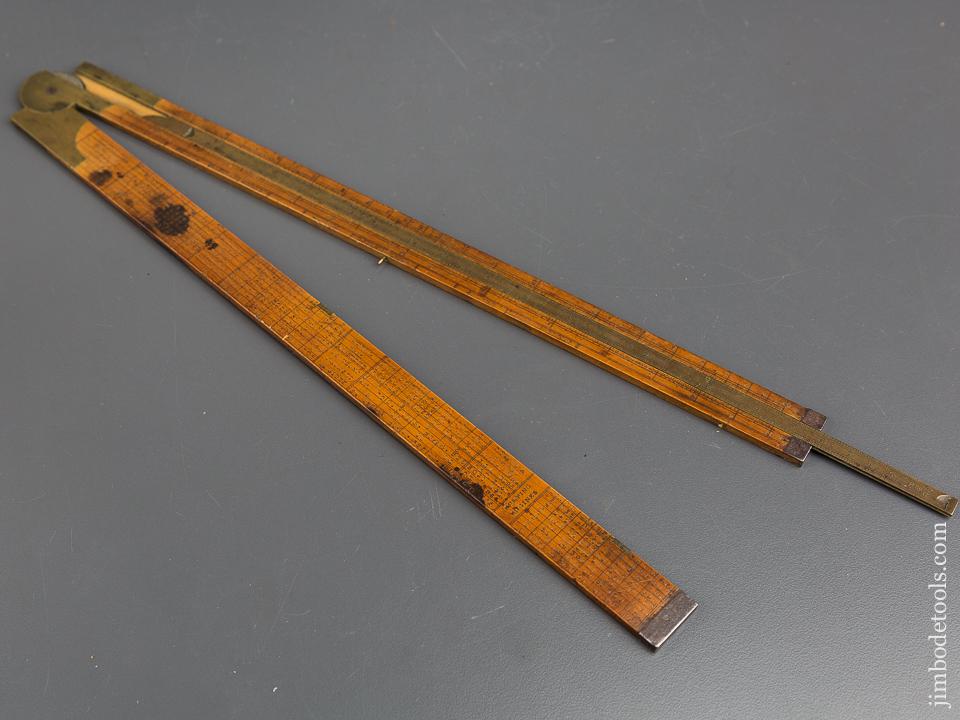 Two Foot Two Fold Boxwood and Brass BELCHER BROTHERS NEW YORK Rule with Steel Tips GOOD++ - 83849RU