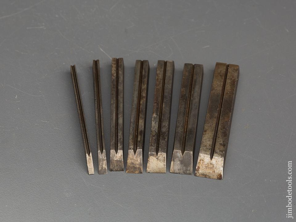Set of Seven MILLERS PATENT Cutters to Fit STANLEY No. 41, 42, 43, and 44 Planes - 83900