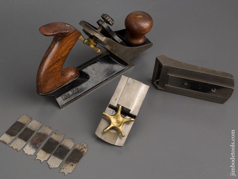 Extra Fine! STANLEY No. 72 1/2 Chamfer Plane with All Three Noses and Six Cutters - 83919