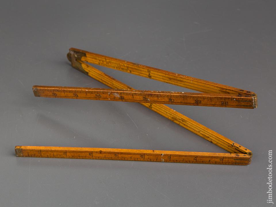 A. STANLEY No. 66 Type One Boxwood & Brass Three Foot Four Fold Rule - 83942U