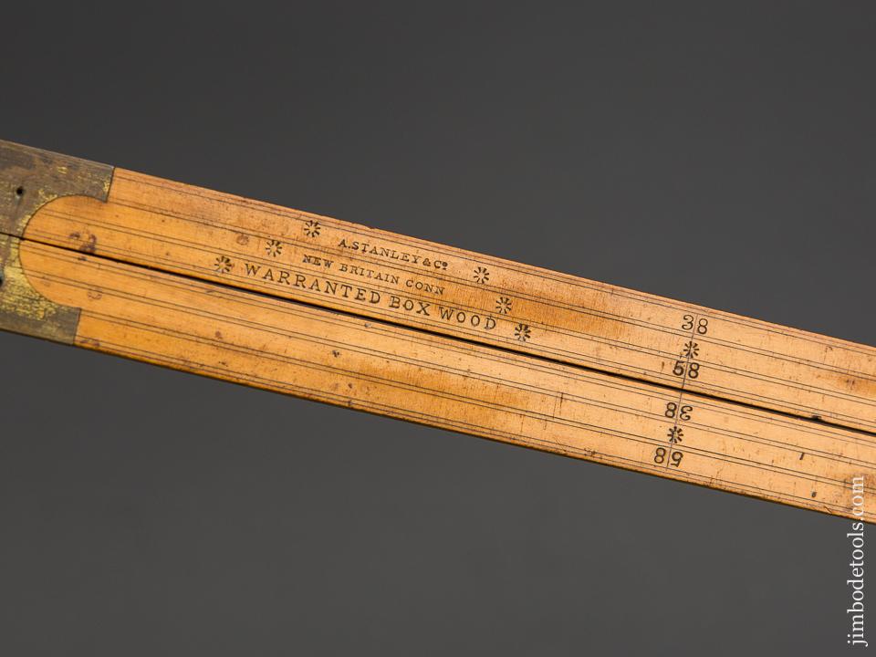 A. STANLEY No. 66 Type One Boxwood & Brass Three Foot Four Fold Rule - 83942U