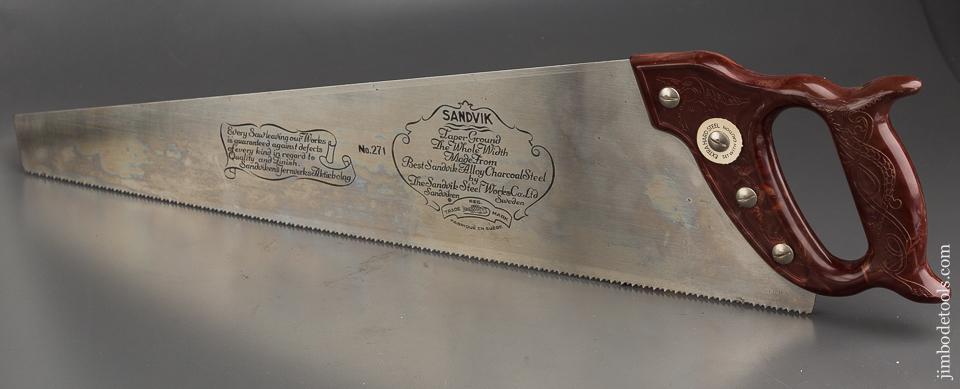 MINT! 8 point 24 inch Crosscut SANDVIK No. 271 Hand Saw - 83988