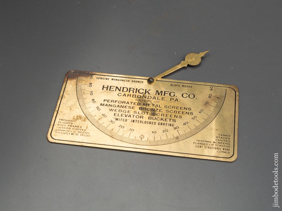 Rare! 6 x 3 inch HENDRICK MFG CO Brass Slope Meter - 84030