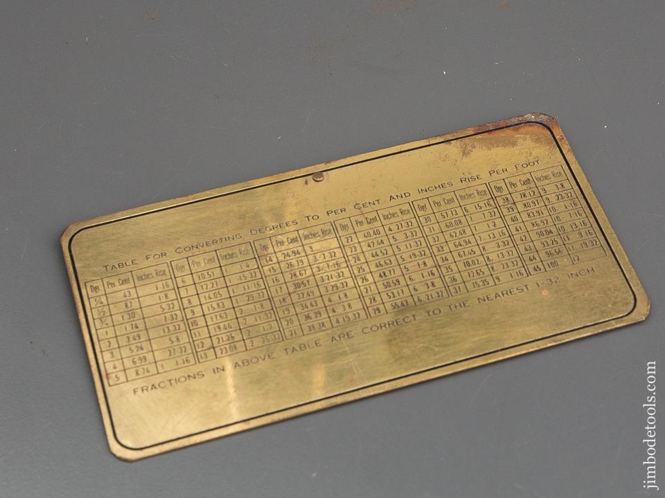 Rare! 6 x 3 inch HENDRICK MFG CO Brass Slope Meter - 84030