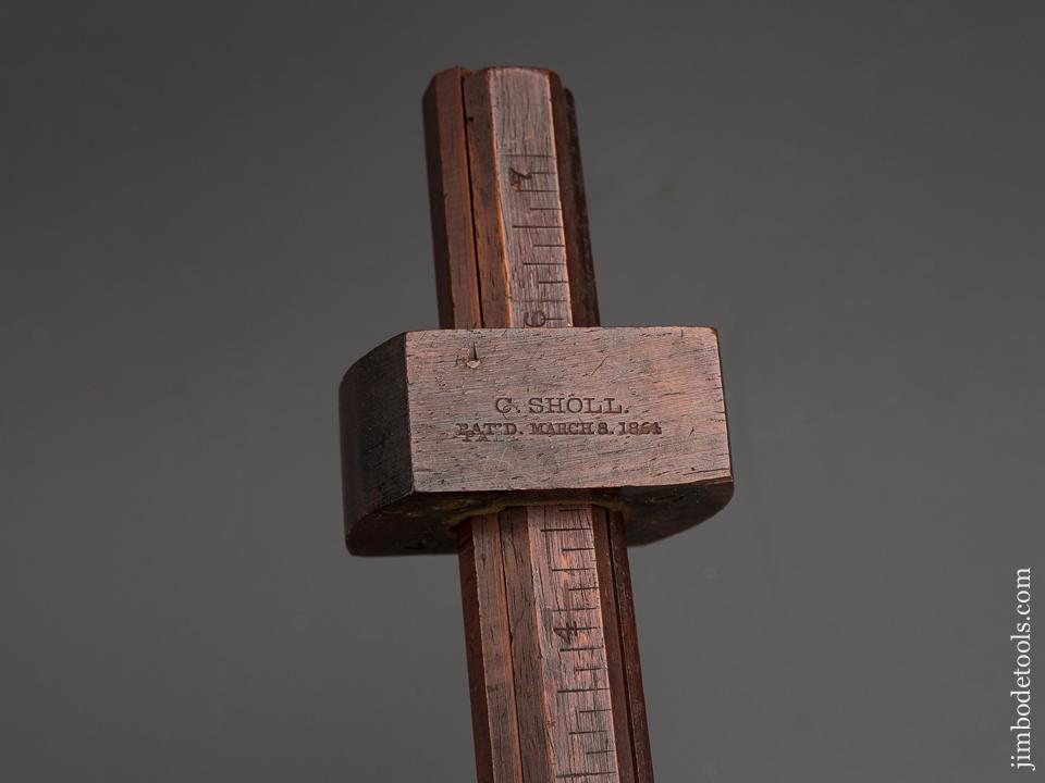 Eight inch SHOLL Patent March 8, 1864 Four Beam Rosewood Marking Gauge - 84036U