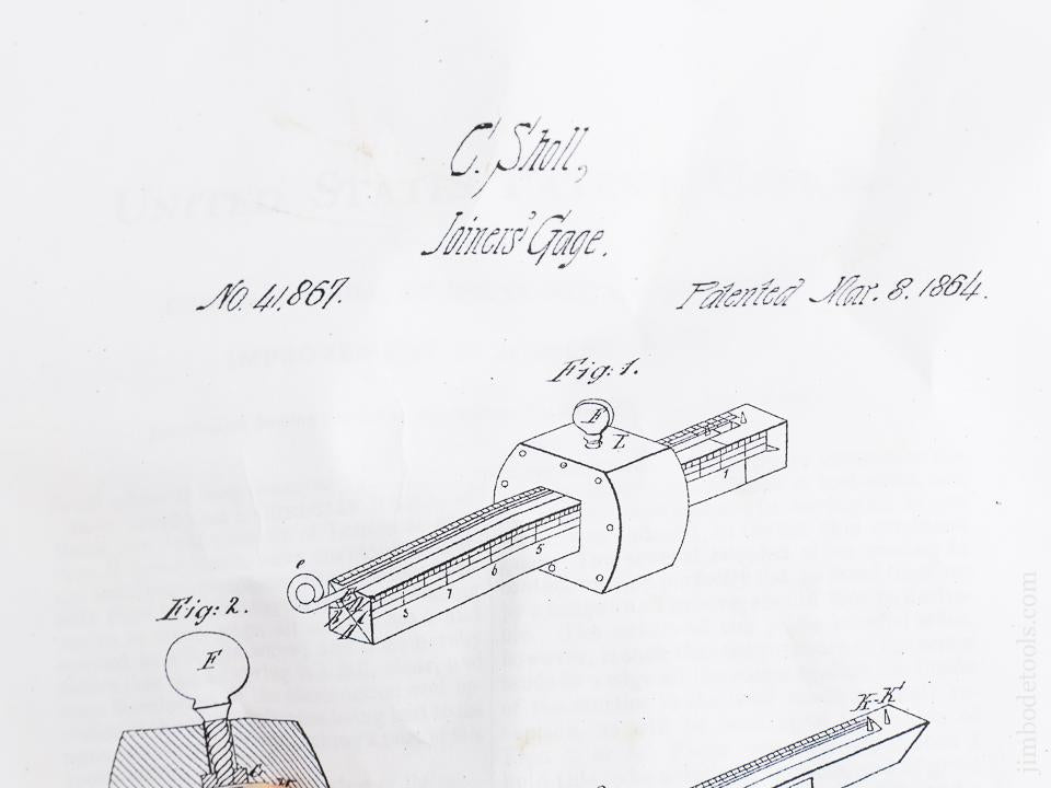 Eight inch SHOLL Patent March 8, 1864 Four Beam Rosewood Marking Gauge - 84036U