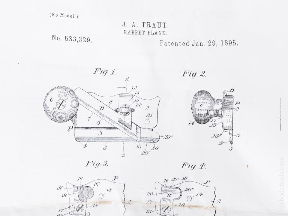 TRAUT Patent January 29, 1895 STANLEY No. 98 & 99 Side Rabbet Planes - 84092