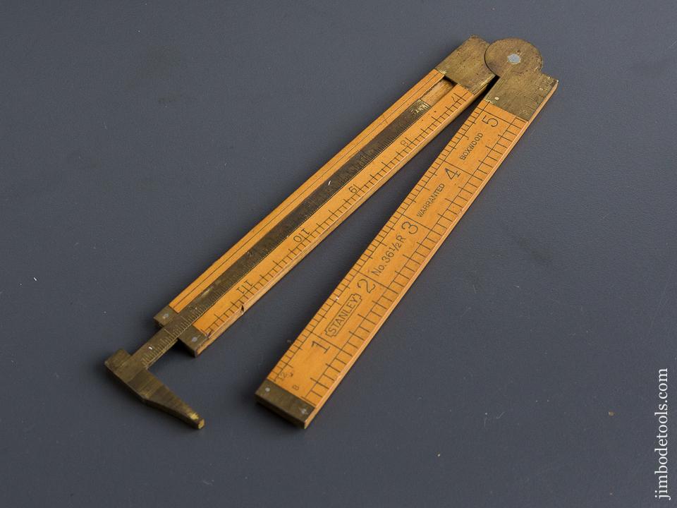 NEAR MINT One Foot Two Fold STANLEY No. 36 1/2 Boxwood & Brass Caliper Rule - 84135