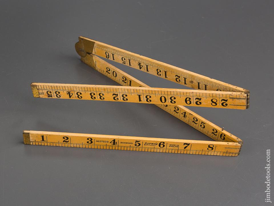Three Foot LUFKIN No. 3752B Boxwood & Brass Folding Blind Man's Rule EXTRA FINE with Pins - 84137