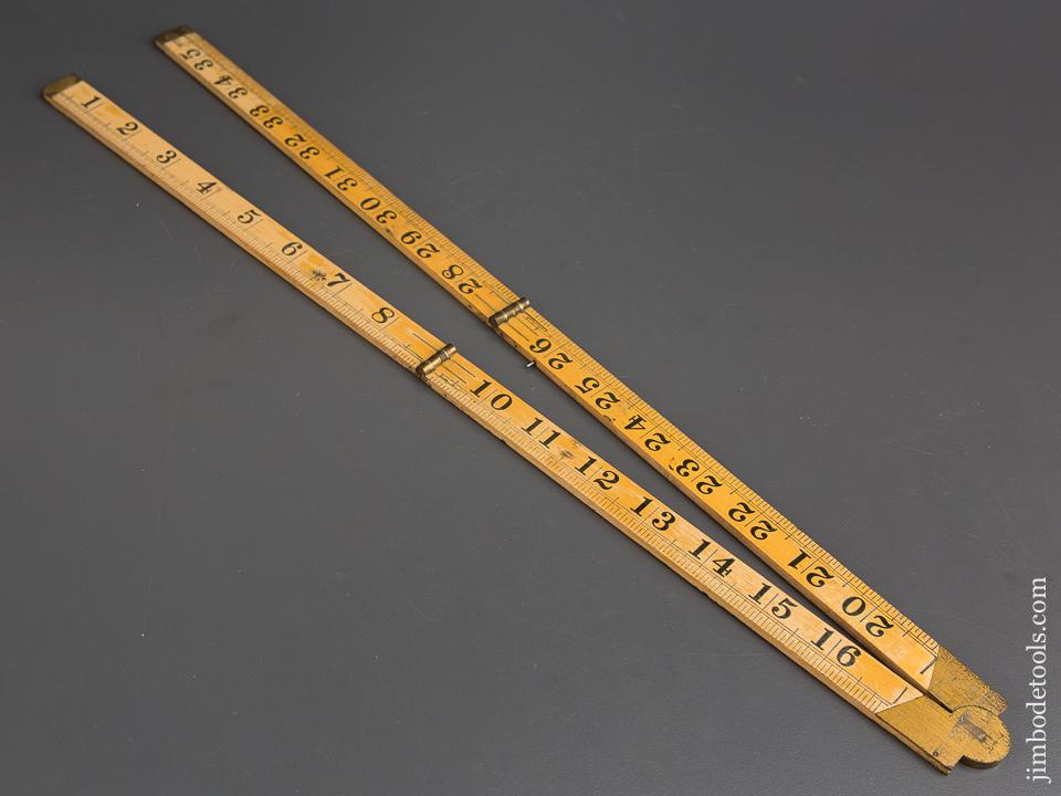 Three Foot LUFKIN No. 3752B Boxwood & Brass Folding Blind Man's Rule EXTRA FINE with Pins - 84137