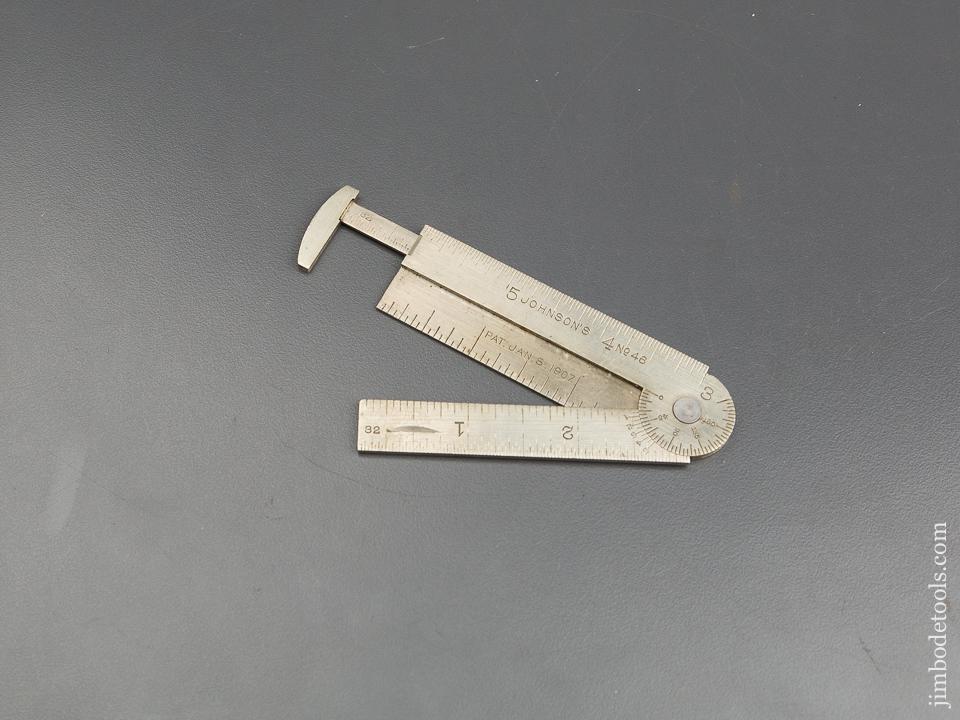 RARE Six inch German Silver Patented JOHNSON's No. 46 Caliper Rule, Bevel with Advertising - 84150