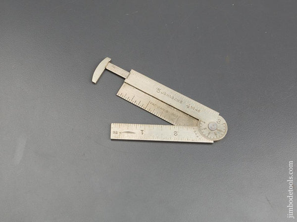 RARE Six inch German Silver Patented JOHNSON's No. 46 Caliper Rule, Bevel with Advertising - 84150