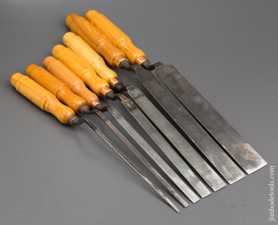 MINT Set of Seven BUCK BROS Pattern Maker’s Crank Neck Paring Chisels - 84158