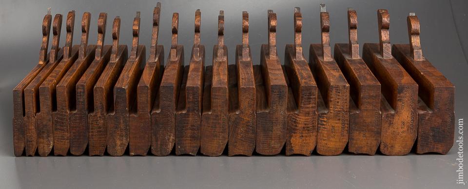 COMPLETE American Set of 18 Hollows & Rounds Molding Planes by S. SLOOP CICtOHIO circa 1829-40 - 84184