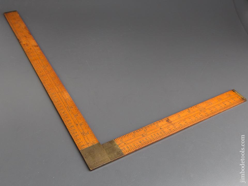 NEAR MINT 14 x 24 inch LUFKIN No. 8238 Boxwood & Brass Tailor's Takedown Square - 84216