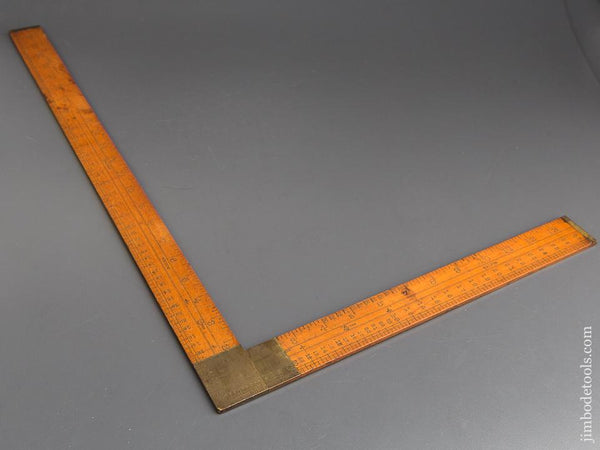 NEAR MINT 14 x 24 inch LUFKIN No. 8238 Boxwood & Brass Tailor's Takedown Square - 84216