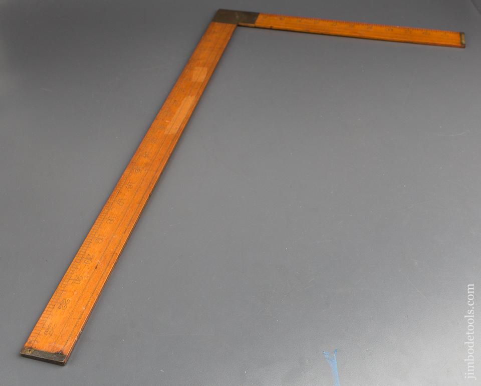 NEAR MINT 14 x 24 inch LUFKIN No. 8238 Boxwood & Brass Tailor's Takedown Square - 84216