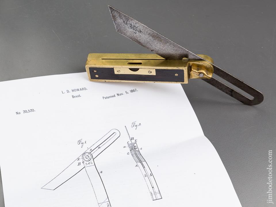 Extra Fine! 8 inch HOWARD Patent Rosewood & Brass STAR TOOL CO Bevel/Level - 84223U