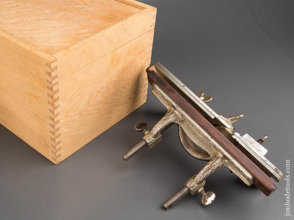 Fine STANLEY No. 46 Skew Plow Plane with Eight Irons and Two Stops in Nice Custom Box - 84250