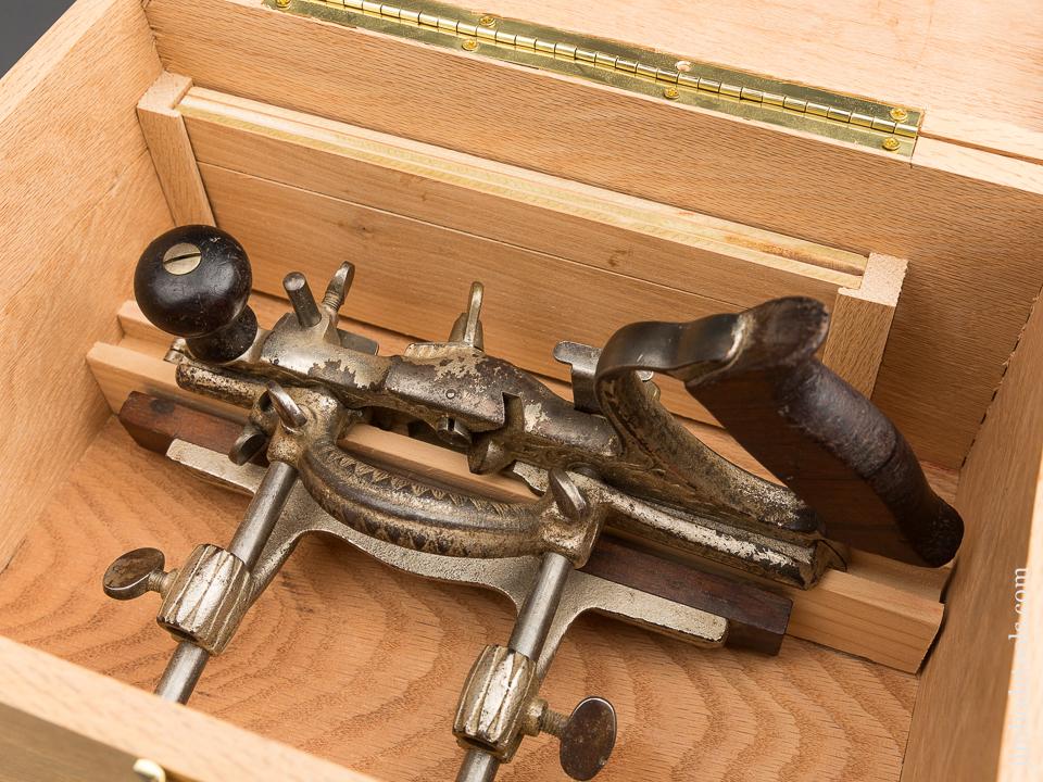 Fine STANLEY No. 46 Skew Plow Plane with Eight Irons and Two Stops in Nice Custom Box - 84250