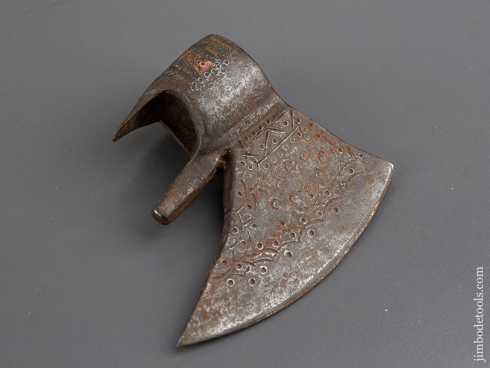 16th/17th Century Battle Axe Decorated with Copper Inlay - 84322U