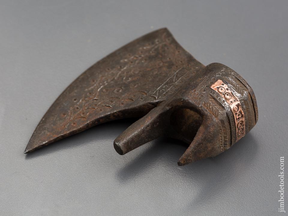 16th/17th Century Battle Axe Decorated with Copper Inlay - 84322U