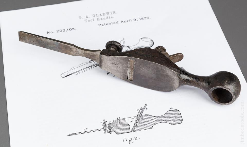 Rare! A. GLADWIN Patent Plane & Tool Handle - 84325