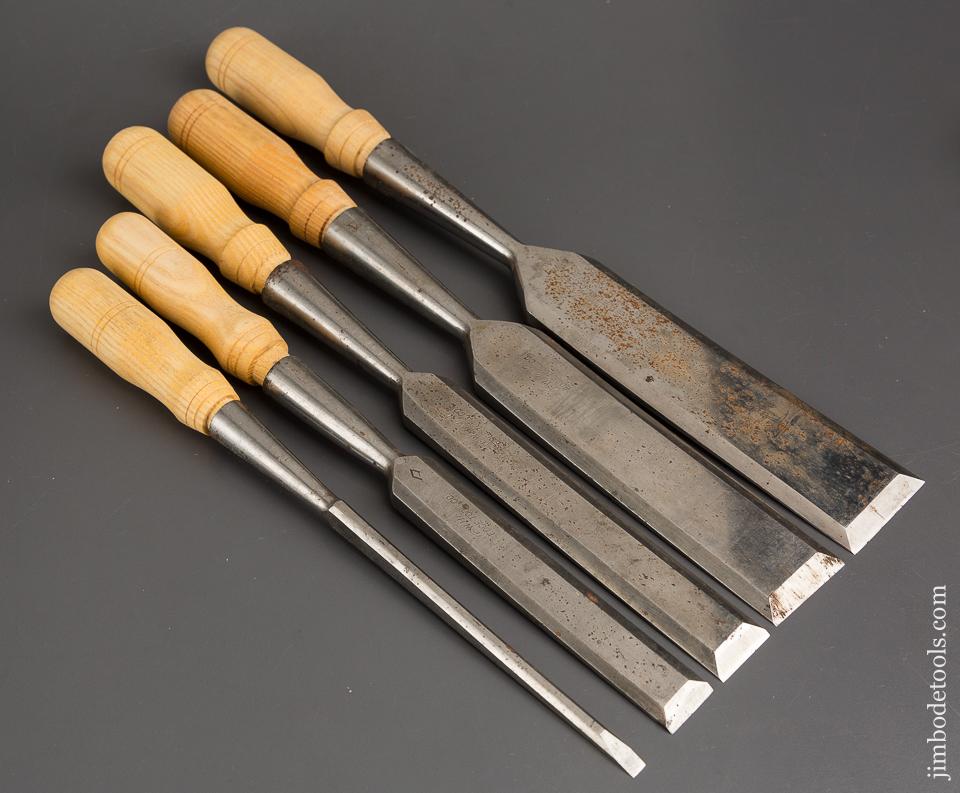 Set of Five NEW HAVEN EDGE TOOL CO Socket Firmer Chisels NEW OLD STOCK - 84398