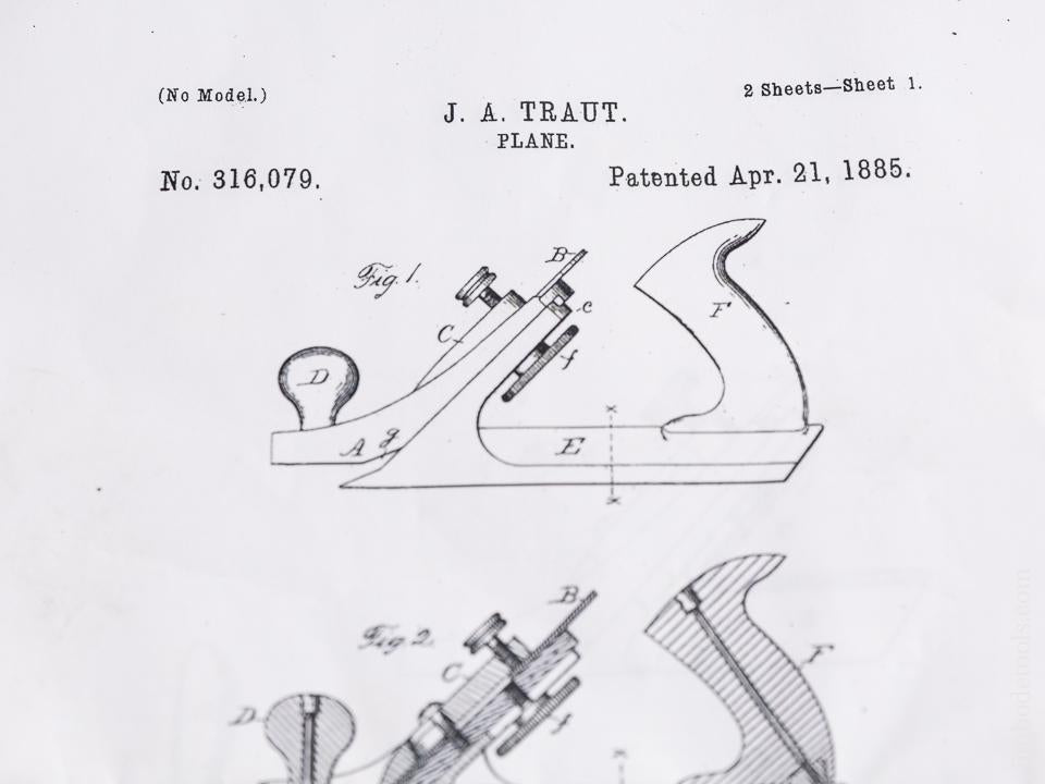 TRAUT's Patent April 21, 1886 STANLEY No. 72 Chamfer Plane with Beading Attachment - 84526