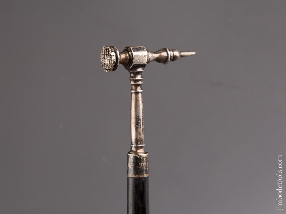 Lovely Ebony Handled Silver Barrister's Wax Seal Hammer - 84527