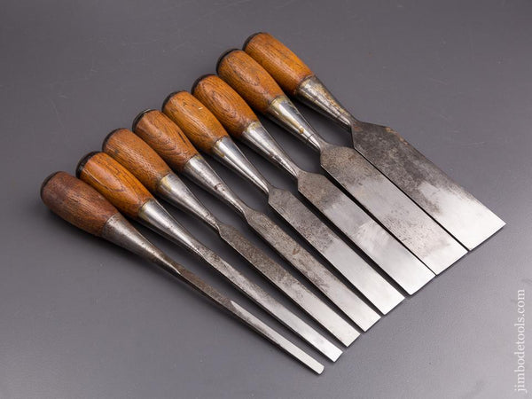 Extra Fine! Set of Eight STANLEY No. 40 EVERLASTING Chisels - 84602