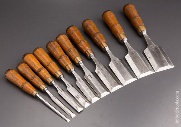 Great Set of Ten BUCK BROTHERS Tang Chisels - 84604