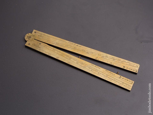 FINE and Fancy! 18th Century French Folding Twelve inch Brass Sector Rule - 84634