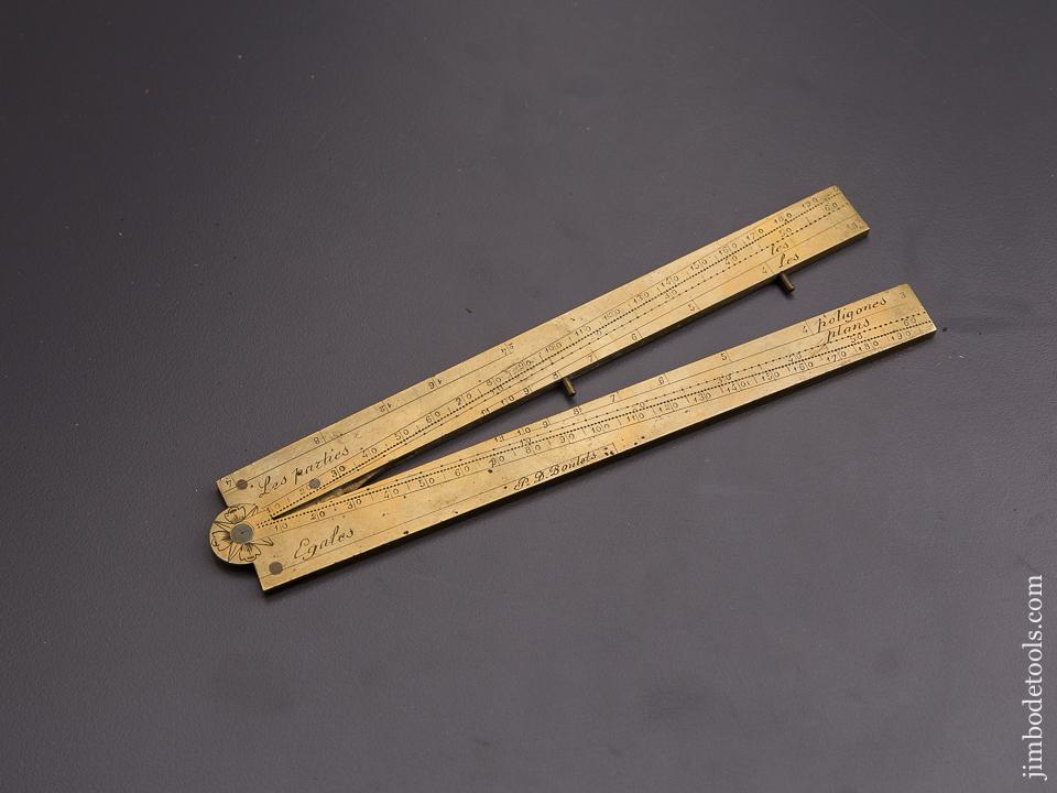 FINE and Fancy! 18th Century French Folding Twelve inch Brass Sector Rule - 84634