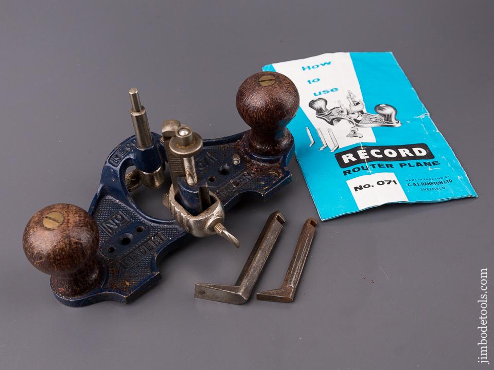 RECORD No. 071 Router Plane 100% COMPLETE with ALL Three Cutters & Fence - 84682