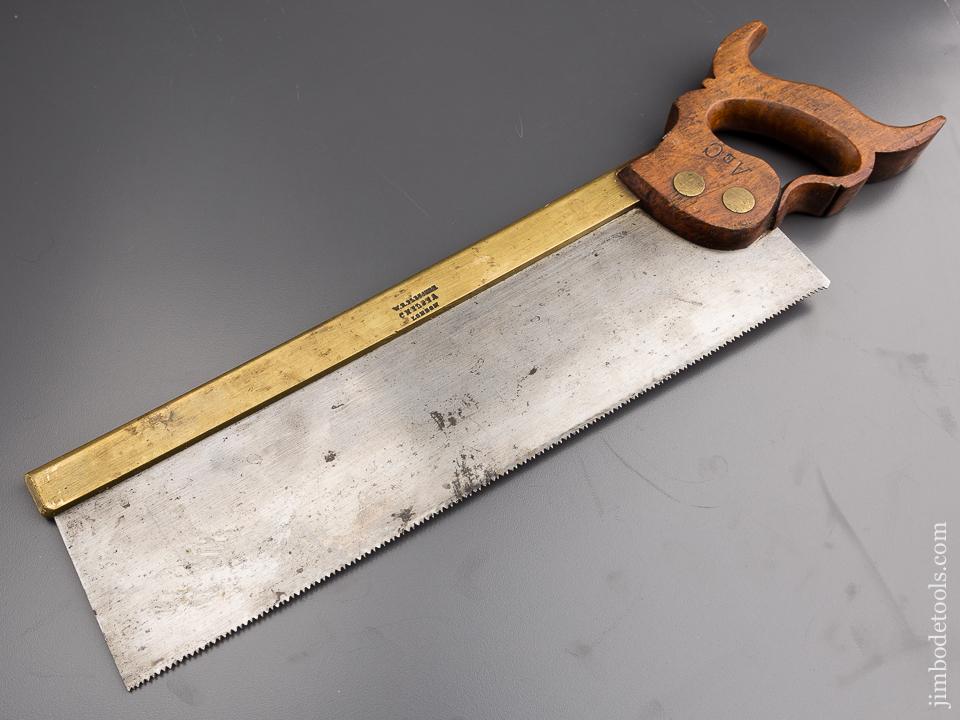 12 point 14 inch Crosscut W.R. FLETCHER Brass Back Saw circa 18521940 Chelsea, London — 84689