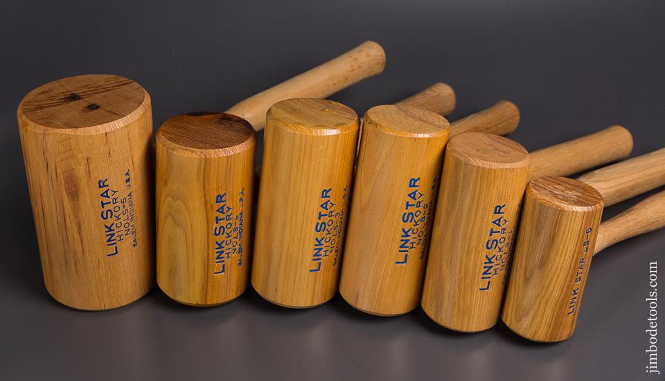 Unusual MINT Graduated Set of Six Hickory Mallets by LINK STAR INDIANA - 84726