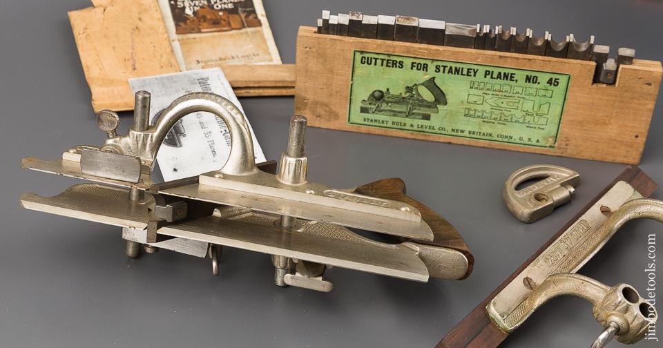 Extra Fine STANLEY No. 45 Combination Plane 100% COMPLETE circa 1913 in Original Box - 84775