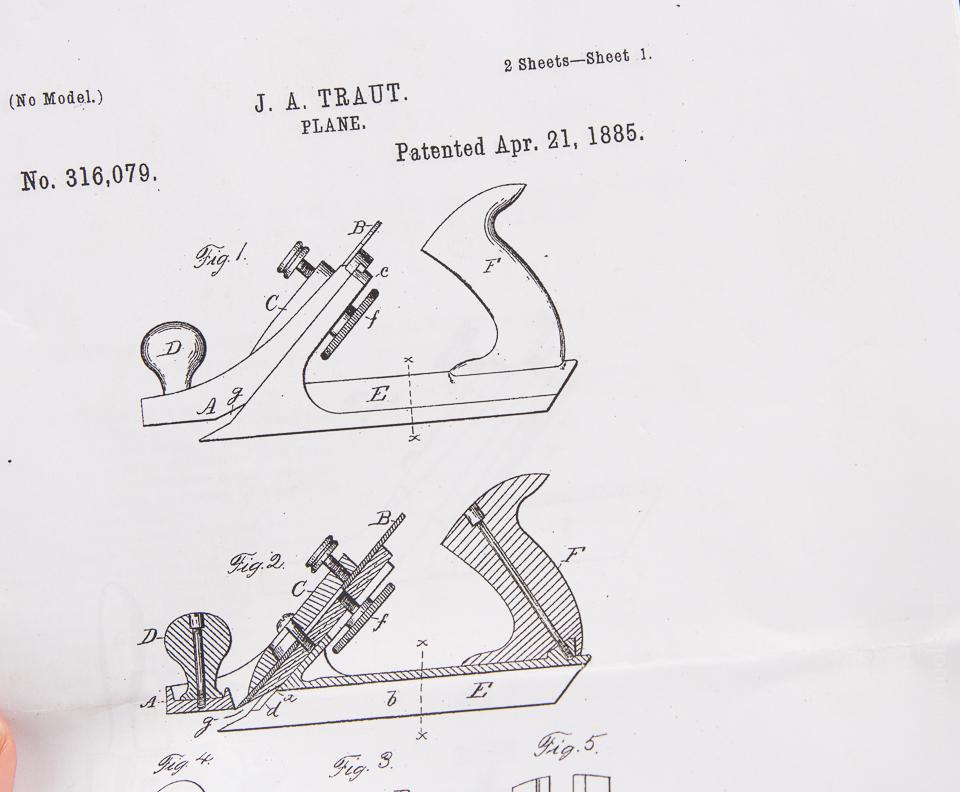 TRAUT Patent  April 21, 1885 STANLEY No. 72 1/2 Chamfer Plane with RARE Beading Attachment and ALL Six Beading Cutters! - 84778