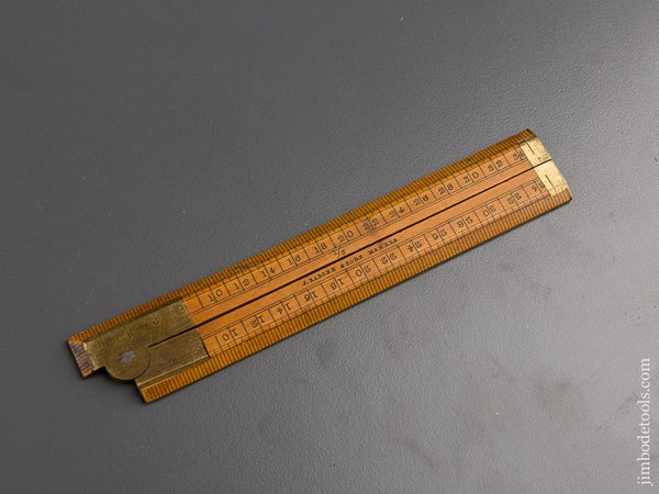 Adorable! Six inch RABONE No. 1519 Boxwood & Brass Folding Tailor's Square - 84821U