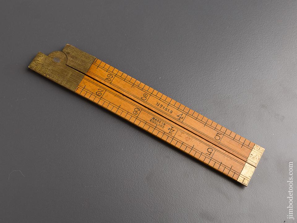 Adorable! Six inch RABONE No. 1519 Boxwood & Brass Folding Tailor's Square - 84821U